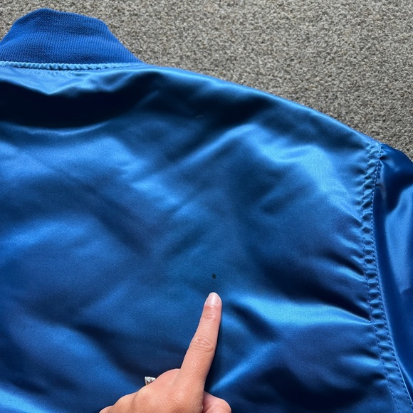 VTG 90s NFL NY Giants STARTER Quilted Snap Close Bomber Jacket Large Made In USA - Picture 16 of 16